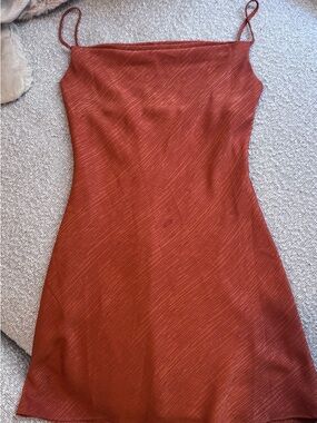 Rust Orange Slip Dress with Spaghetti Straps